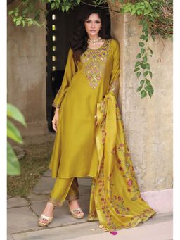 Autumnlane - Falak Nama Yellow Embroidered Kurta with Pant and Dupatta