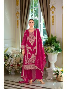 Autumnlane - Ramneek Pink Mulberry Embroidered Kurta with Pant and Dupatta