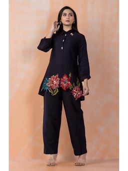 Autumnlane - Navy Blue Sabhya Midnight Embroidery Co-Ord Set