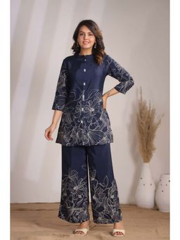 Autumnlane - Navy Blue Floral Printed Sylvie Azure Co-Ord Set