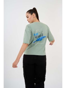 DCYPHR - DISCOVERY Women's Blue Whale Graphic Tee - Ice Green