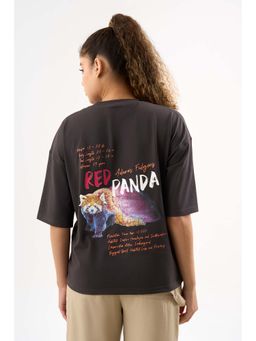 DCYPHR - DISCOVERY Women's Red Panda Graphic Tee - Dark Night