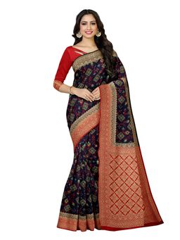 Mimosa - Navy Blue Embellished Embellished Saree With Unstitched Blouse