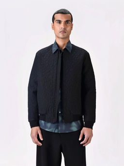 Genes Lecoanet Hemant - Men Black Silk Open Front Bomber Jacket
