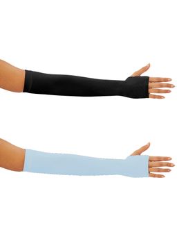 G Heist - Unisex Solid Assorted Uv Protection Arm Sleeves Gloves Multi-Color (Pack of 2)