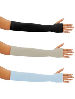 G Heist - Unisex Solid Assorted Uv Protection Arm Sleeves Gloves Multi-Color (Pack of 3)
