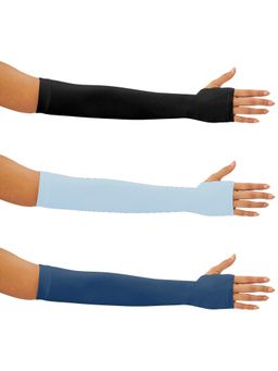 G Heist - Unisex Solid Assorted Uv Protection Arm Sleeves Gloves Multi-Color (Pack of 3)