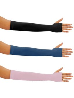 G Heist - Unisex Solid Assorted Uv Protection Arm Sleeves Gloves Multi-Color (Pack of 3)