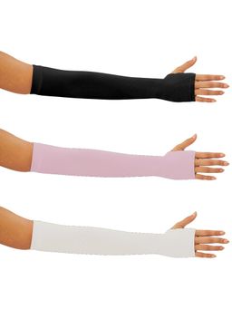 G Heist - Unisex Solid Assorted Uv Protection Arm Sleeves Gloves Multi-Color (Pack of 3)