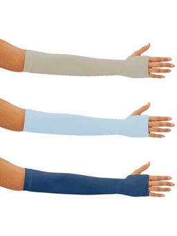 G Heist - Unisex Solid Assorted Uv Protection Arm Sleeves Gloves Multi-Color (Pack of 3)
