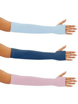 G Heist - Unisex Solid Assorted Uv Protection Arm Sleeves Gloves Multi-Color (Pack of 3)