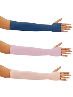 G Heist - Unisex Solid Assorted Uv Protection Arm Sleeves Gloves Multi-Color (Pack of 3)
