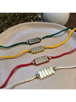 Studio Anviksha - Multi Color Rectangle Brass Beads Rakhi
