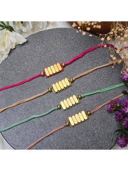 Studio Anviksha - Rectangle Multi Color Brass Beads Rakhi