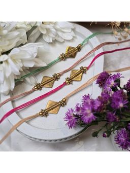 Studio Anviksha - Diamond Multi Color Brass Bead Rakhi