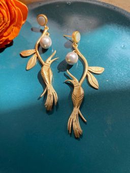 BaalaJewels - Baala Jewels Gold Fish Pearl Earrings