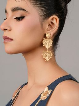 BaalaJewels - Gold Heart Dangler Earrings