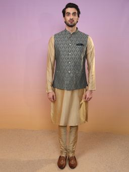 KISAH - Men Green Jacket Kurta (Set of 3)