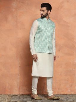 KISAH - Men Green Jacket Kurta (Set of 3)