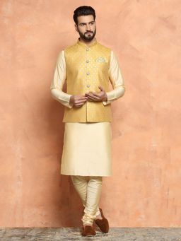 KISAH - Men Mustard Jacket Kurta (Set of 3)