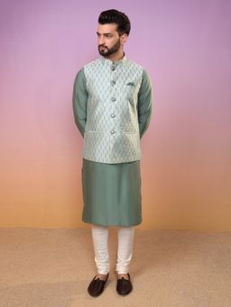 KISAH - Men Green Jacket Kurta (Set of 3)