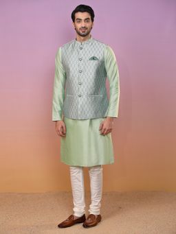 KISAH - Men Green Jacket Kurta (Set of 3)