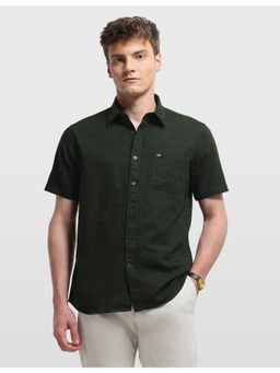 Arrow Sports - Mens Textured Horizontal Striped Sage and Sun Shirt