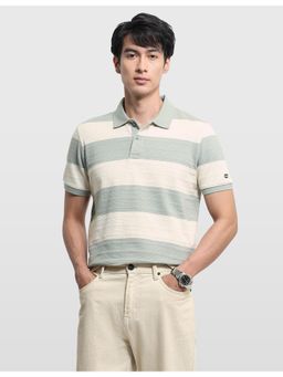 Arrow Sports - Mens Horizontal Striped Textured Regular Fit Polo T-shirt