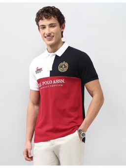 U.S. POLO ASSN. - Mens Colorblock Brand Embroidered New Port Marina Polo T-shirt