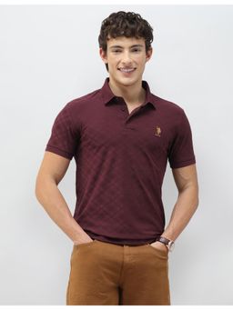 U.S. POLO ASSN. - Mens Textured Patterned Knit Slim Fit Polo T-shirt