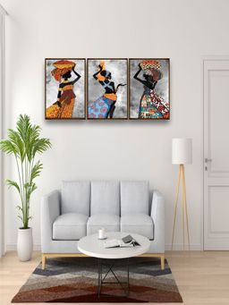 The Art House - Abstract Painting Multicolor (Set of 3) (60X30 Inches)