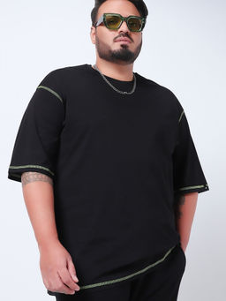 Bewakoof - Men's Black Oversized Plus Size T-shirt