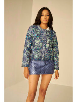 BETRUE - Short Appliqué Embroidered Shibori Jacket