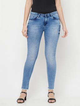 CRIMSOUNE CLUB - Women Blue Solid Light Wash Jeans