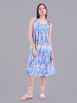 Oh Rare - Women Blue Printed Dress