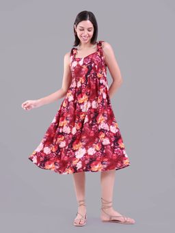 Oh Rare - Women Maroon Printed Dress