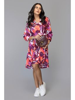 Oh Rare - Multi-Color Cranberry Printed Shirt Dress