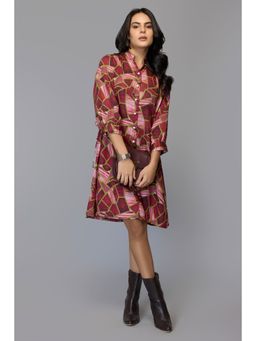 Oh Rare - Multi-Color Eliza Cranberry Geometric Dress