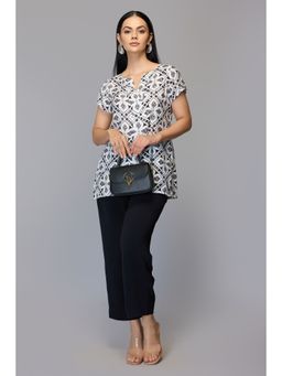 Oh Rare - Chic White Printed Women Top