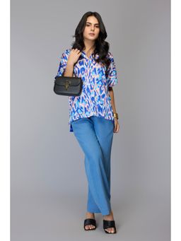 Oh Rare - Blue Abstract Print Top