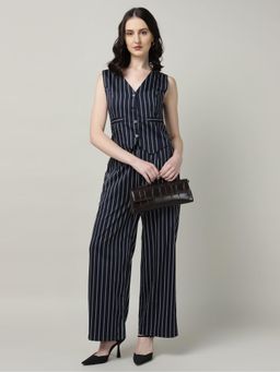 Sands of India - Women Blue Striped Co-Ord Set