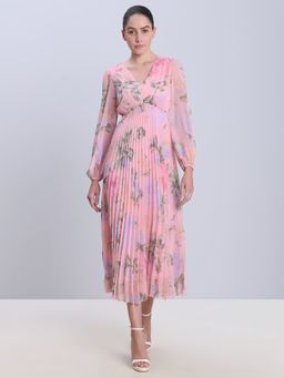 VERO MODA - Pink Floral Pleated Dress
