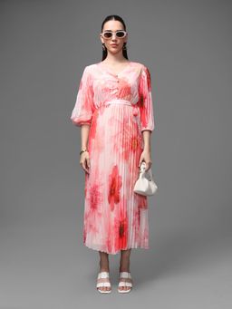 Kazo - Multi-Color Orchid Dress with Belt