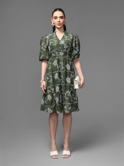Kazo - Olive Oxford Dress with Belt