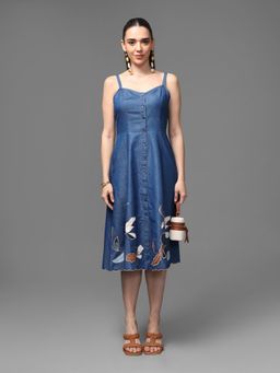 Kazo - Blue Torino Midi Dress