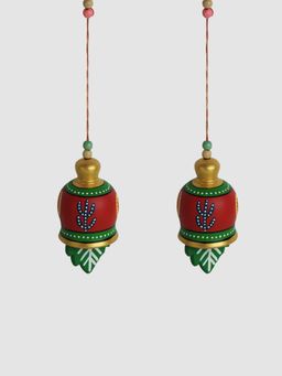 ExclusiveLane - Terracotta Handpainted Decorative Bell Hanging Windchimes (Set of 2)