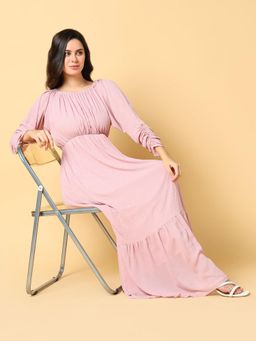 SHOWOFF - Womens Solid Pink Fit and Flare Dress