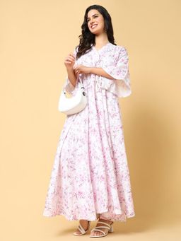 SHOWOFF - Womens Printed Pink Fit and Flare Dress