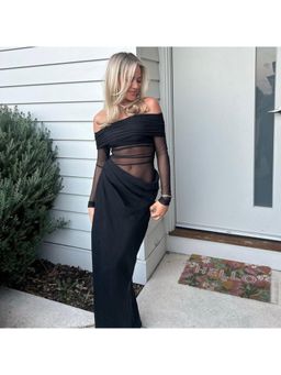 Miakee - Black Alisha Off Shoulder Maxi Dress