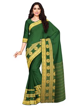Mimosa - Green Floral Embellished Saree With Unstitched Blouse